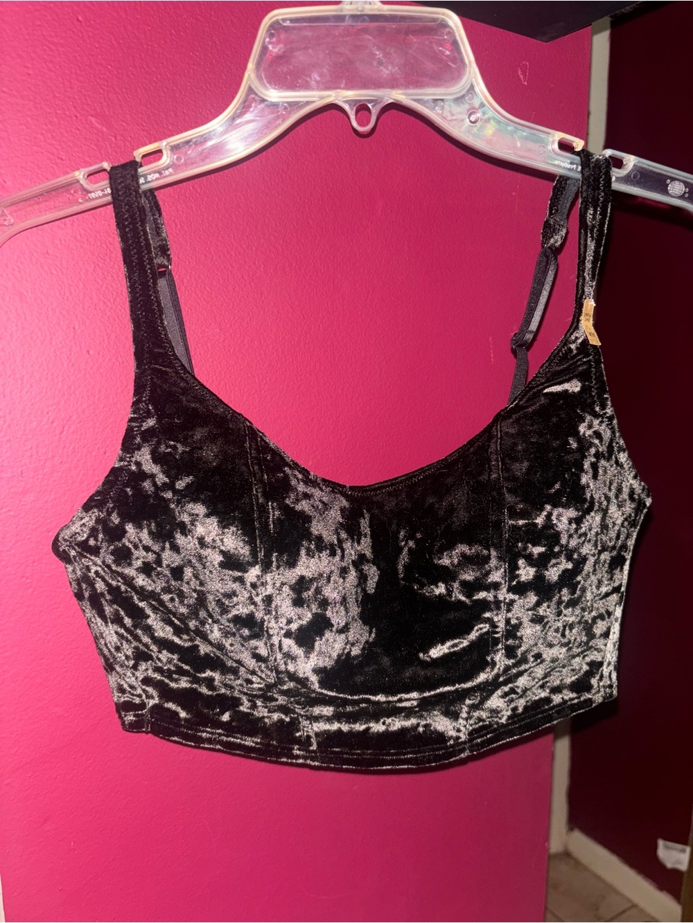 Victoria’s Secret PINK Velvet Black Crop Tank Top